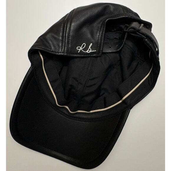 Rag & Bone Buttery Soft 100% Sheep Nappa Leather Baseball Cap Hat in Black OS - Picture 9 of 12